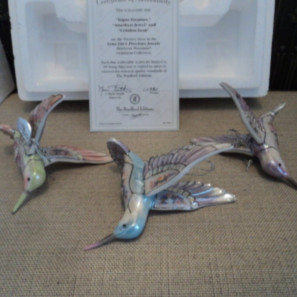 porcelain hummingbird ornaments~ lot of 3